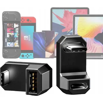 Redukce Úhlová redukce 180° USB-C (samec) na USB-C / USB-A (samice) 2 kusy Černá