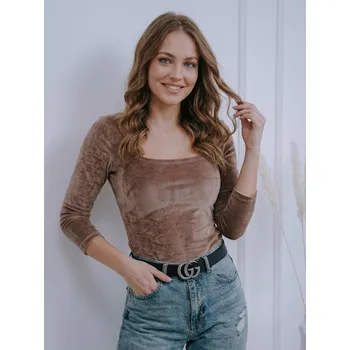 Dámské tričko VSB HELA VELUR hnědé, VELIKOST 2XL