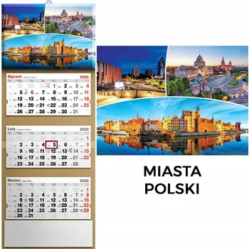 Obraz KALENDÁŘ TROJDÍLNÝ 2026 VELKÝ NÁSTĚNNÝ KRAJINA MĚSTA POLSKO DO KANCELÁŘE