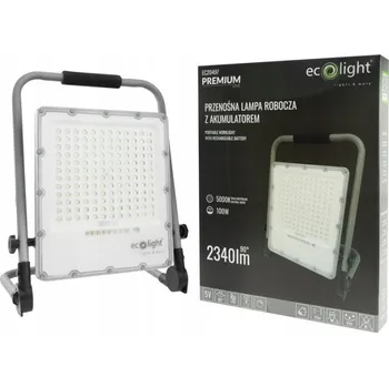 LED reflektor Ecolight 100 W 5000 K stříbrný IP65 s akumulátorem