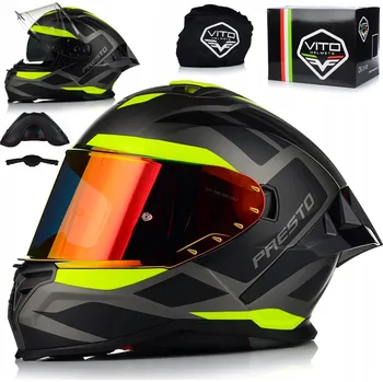 Helma na motorku MOTOCYKLOVÁ PŘILBA | VITO PRESTO AERO | FLUO MATNÁ S PINLOCKEM + SLUNEČNÍ CLONA