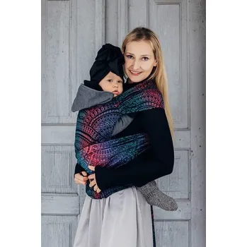 LennyHybrid nosítko Standard - PEACOCK'S TAIL - BLACK OPAL (merino, hedvábí, kašmír)