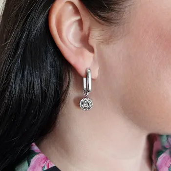 Náušnice Exkluzivní oválné visací náušnice Rozkvetlá růže č. 1726