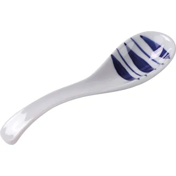 Příbor Golden turtle Keramická lžička na asijské polévky 14,2 cm – bílá s modrým vzorem