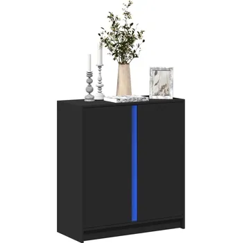 Příborník do zásuvky vidaXL Příborník s LED černý 77 x 34 x 85 cm kompozitní dřevo