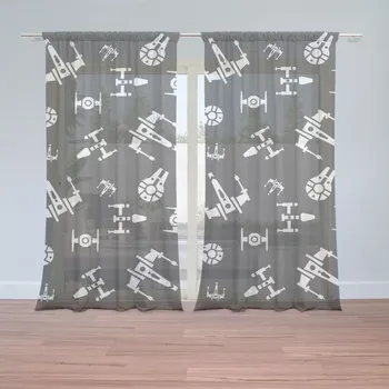 Záclona Sablio Záclony Star Wars Vesmírné lodě Pattern: 2ks 150x250cm