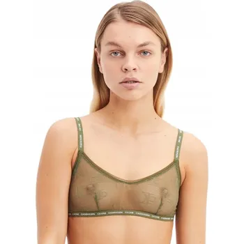 Dámské oblečení CALVIN KLEIN DÁMSKÁ PODPRSENKA SÍŤOVANÁ S LOGEM KHAKI S 2A2E6_B* S 2_2