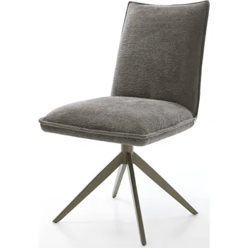 Jídelní židle DELIFE Jídelní židle Lelio-Flex bouclé Měkký tmavě béžová křížová podnož široká Titanová barva 360° otočný houpací funkce taštičkové pružiny