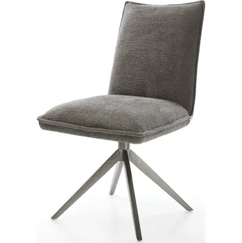 Jídelní židle DELIFE Jídelní židle Lelio-Flex bouclé měkký tmavě béžová křížová podnož široká grafitová 360° otočná houpací funkce taštičkové pružiny