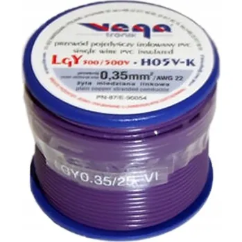 elektrický kabel Kabel LGY/H05V-K 0,35 mm2 25 m Fialový