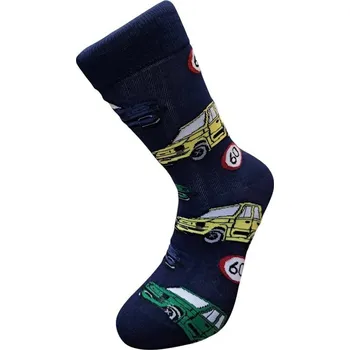 Pánské ponožky Aura Via Veselé ponožky s motivem aut modré 60 43-46
