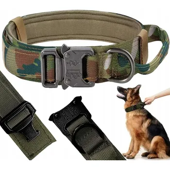 Obojek pro psa PROFESIONÁLNÍ TAKTICKÝ OBOJEK PRO PSA, KOVOVÁ SPONA, PEVNÝ NYLON 48-60 CM XL