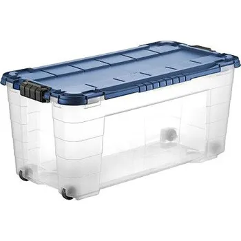Úložný box Tontarelli Úložný box 4UP s víkem a kolečky 80 l transparent/modrý