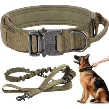 Obojek pro psa PROFESIONÁLNÍ TAKTICKÝ OBOJEK PRO PSA S KOVOVOU SPONOU, PEVNÝ VODÍTKO 48-60 CM XL