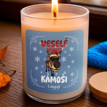 Žertovný předmět Tričkový.cz - Veselé Vánoce, kámoši - vonná svíce s potiskem