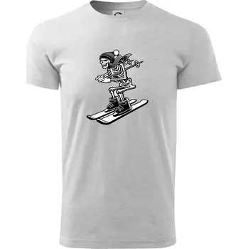 Pánské tričko Ski kostra - Triko extra velké (5-8XL) - 7XL ( Světlešedý Melír )