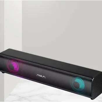POČÍTAČOVÝ SOUNDBAR USB 3,5mm RGB LED 2x3W ČERNÝ LEHKÝ PŘENOSNÝ