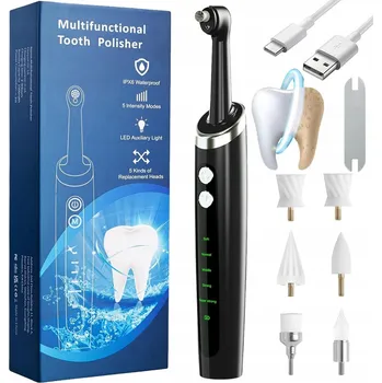 Elektrický zubní kartáček ELEKTRICKÝ LEŠTICÍ KARTÁČEK NA ZUBY – 5 REŽIMŮ + 6 NÁSTAVCŮ S LED