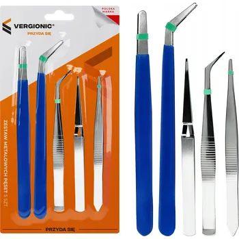 Péče o řasy a obočí Sada kovových pinzet 5 ks VERGIONIC