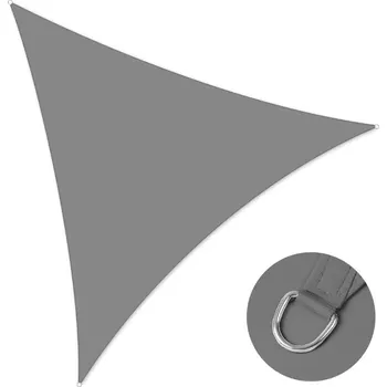 Krycí plachta SLUNEČNÍ PLACHTA TROJÚHELNÍKOVÁ VODĚODOLNÁ UV MARKÝZA NA TERASU 3x3x3m ŠEDÁ