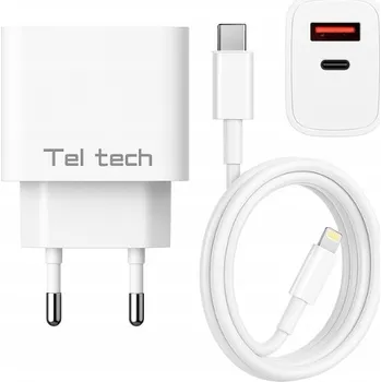 Síťová nabíječka Teltech USB Typ-C 25W + kabel Typ-C - Lightning, bílá