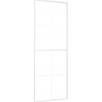 Interiérové dveře Posuvné dveře bílé 76 x 205 cm, sklo ESG, hliník