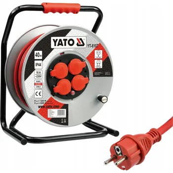 Napájecí kabel Prodlužovací Kabel bubnový 40 m YATO 4 zásuvky 3*2.5 mm2 YT-8107