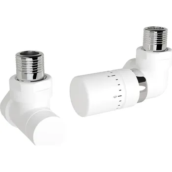 Ventil Zehnder Ventil Zehnder úhlový rohový, rohové šroubení pro zpátečku 1/2", s termostatickou hlavicí Design Line, Set G, RAL 0556 white matt, Z-839739-0556 Z-839739-0556