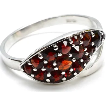 Prsten Stříbrný prsten český granát Garnet - 66, Rhodiování
