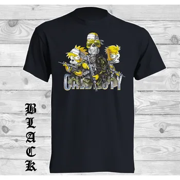 Pánské tričko levne-bavlnene-tricko-potisk-simpsons-call-of-duty Barva: Black -černá, velikost: XL