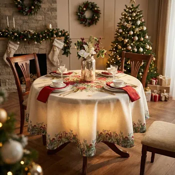 ubrus Marco Polo SJ Vánoční ubrus kulatý RUNNER 160 cm béžový 160 cm