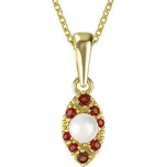 Zlatý přívěsek s českým granátem a perlou Stefany - Zlato Au 585/1000