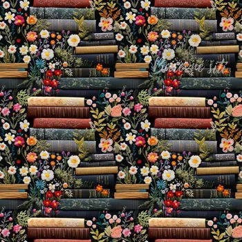 Úplet, Knihy a květiny (E) (Top kvalitní úplet Bella digitisk)