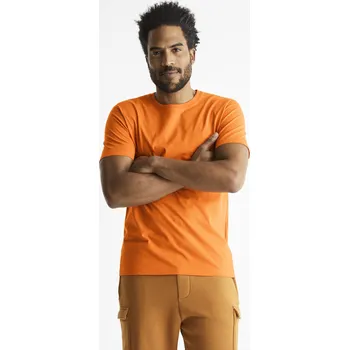 Pánské oblečení Celio Bavlněné tričko Tebase 1112700 Oranžová S