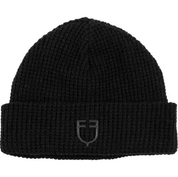 Čepice Zimní žebrovaná čepice EQUESTRO Logo vlněná černá