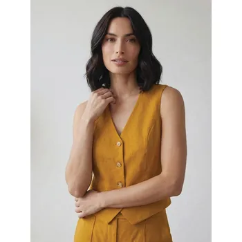 Dámská vesta Dámska vesta v horčicovej farbe VSB LEMI, VELIKOST XS