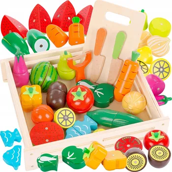 Obraz Ovoce a zelenina k krájení na magnet dřevěné Kinderplay pestrobarevné