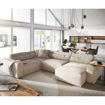 Pohovka Pohovka ve tvaru "U" Sirpio D 330x240 cm manšestr béžová