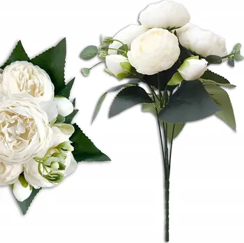 umělá květina Umělé bílé květiny 1 Ks kytice pivoňek dekorativní do vázy větvička
