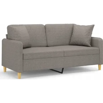 Pohovka Dvoumístná pohovka s polštáři, taupe (šedohnědá), 140 cm, látka