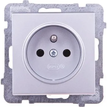 Elektrická zásuvka Stříbrná nástěnná Elektrická Zásuvka Ospel