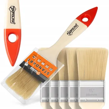 Malířský štětec 5x PLOCHÝ ŠTĚTEC Malířský 38 mm UNIVERZÁLNÍ pro Malování Barev Laků Z1-P