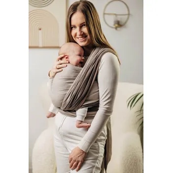 Šátek na nošení dítěte Lenny Lamb šátek - LITTLE HERRINGBONE BABY - CAFFE LATTE - délka 4,7m (vel. 6)