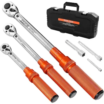 Dílna Vevor Sada momentových klíčů 3 ks 1/4·3/8·1/2, 5–45/10–170 lbf-ft, ±3%