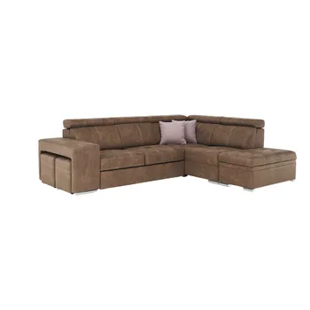 Sedací souprava Rohová sedací souprava LANZA, rozkládací s úložným prostorem, pravá, hnědá/ světle fialová