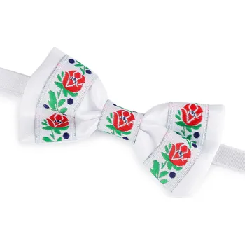 Módní doplněk Saténový motýlek folklor hand made, délka 9 cm