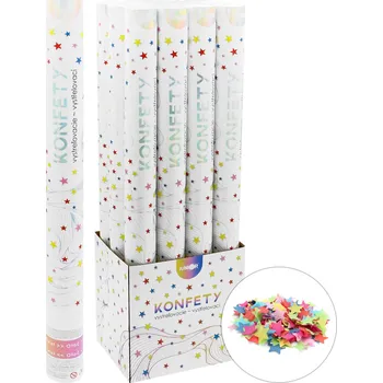 Střílející konfety - trubka 60 cm, barevné papírové hvězdy