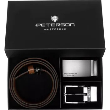 Opasek Peterson dárková kožená sada - pásek a dvě přezky Don - Délka 85