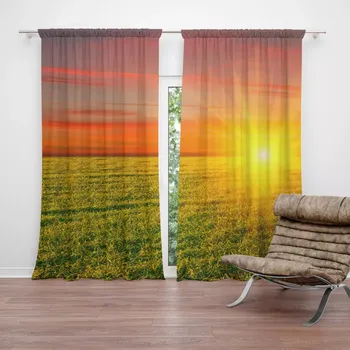 Závěs Sablio Závěs Západ slunce nad loukou: 2ks 140x250cm