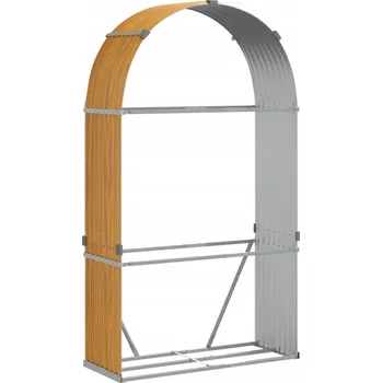 Stojan na palivové dřevo 120 x 45 x 210 cm, barva: dřevo, ocel pozinkovaná